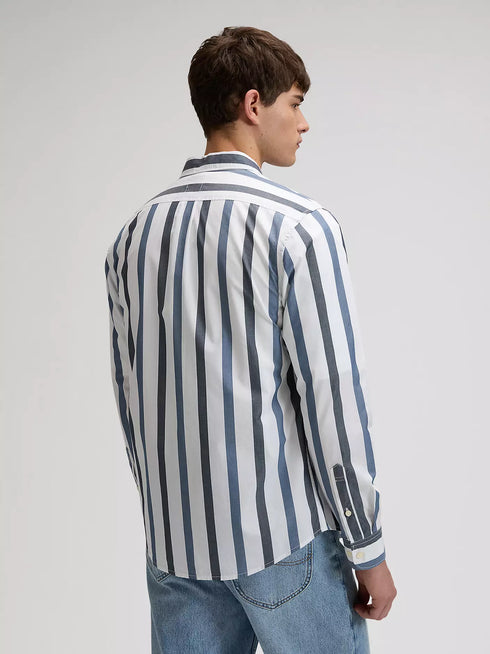 Lee Men's Button Down Tonal Shirt In Rivet Navy Stone