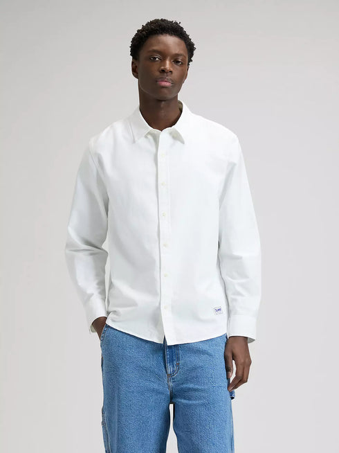 Lee Men's Work Wear Button Down Shirt In Bright White