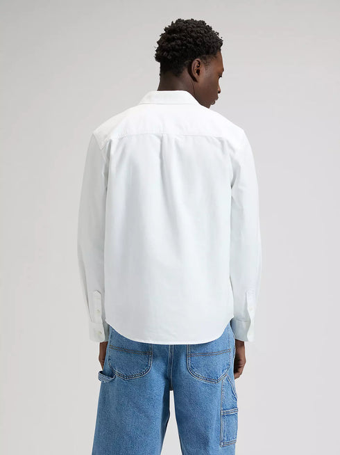 Lee Men's Work Wear Button Down Shirt In Bright White