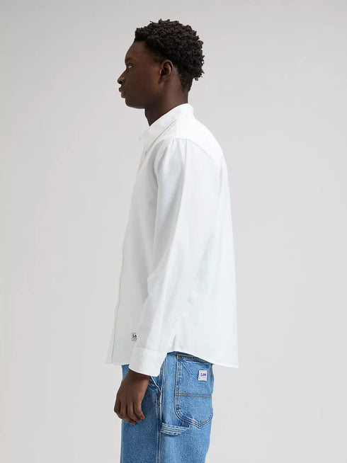 Lee Men's Work Wear Button Down Shirt In Bright White