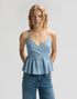 LEE PEPLUM CAMI INDIGO STRIPE DOBBY