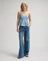 LEE PEPLUM CAMI INDIGO STRIPE DOBBY