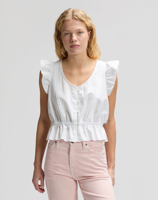 LEE RUFFLE SLEEVE SHIRT BRIGHT WHITE