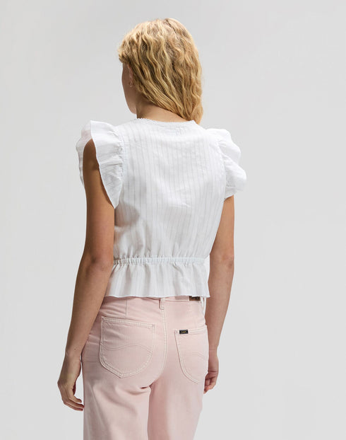 LEE RUFFLE SLEEVE SHIRT BRIGHT WHITE