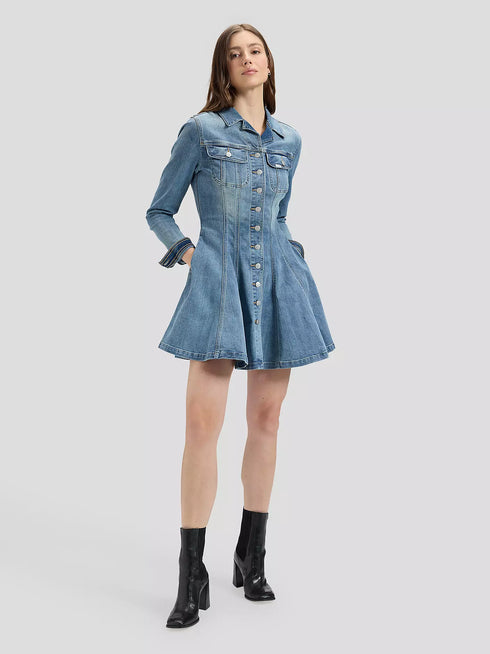 LEE LS FITTED DRESS DARK SHADE