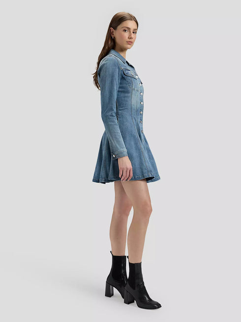 LEE LS FITTED DRESS DARK SHADE