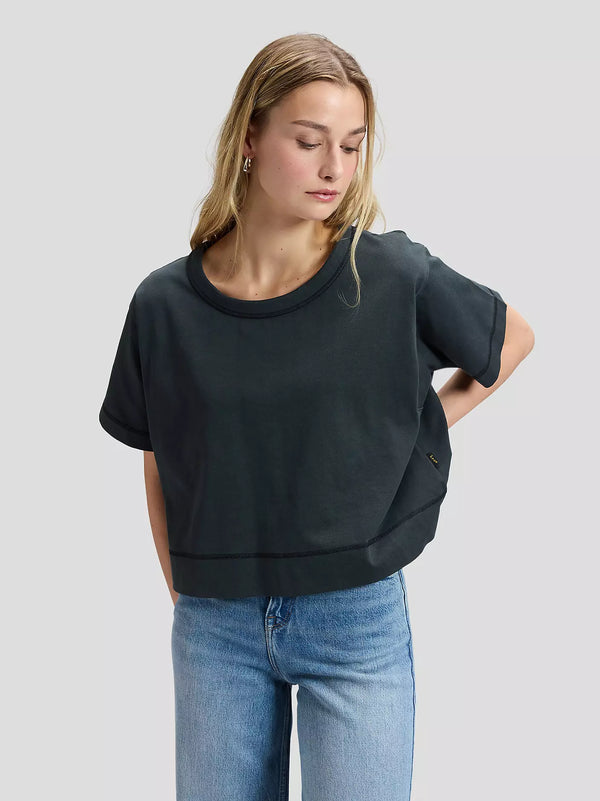 LEE SS CROPPED TEE WASHED BLACK