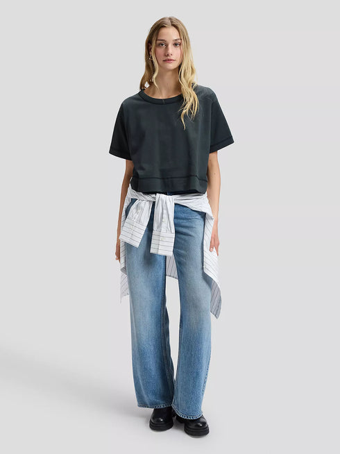 LEE SS CROPPED TEE WASHED BLACK