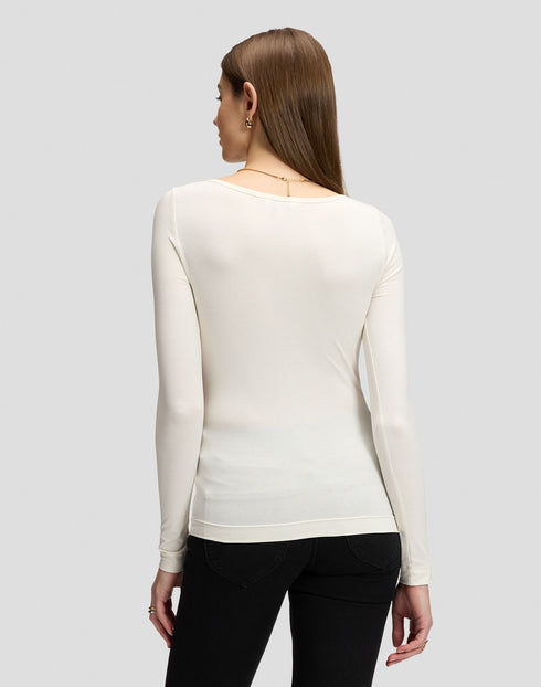 LEE LS BOAT NECK TEE ECRU