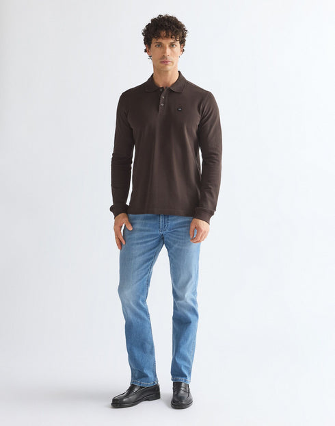 WRANGLER LS POLO SHIRT CHOCOLA