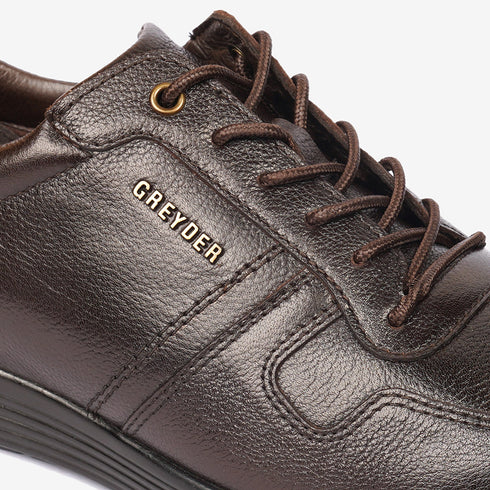 Greyder Men's Classic Leather Sneakers In Brown