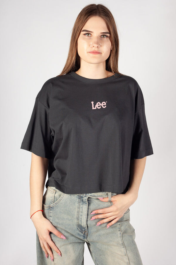 Lee Women's Short Sleeve Cropped T-Shirt In Washed Black