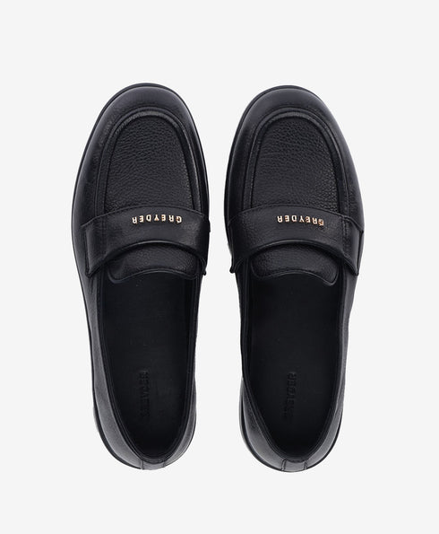 Greyder Women's Leather Moccasin Shoes In Black