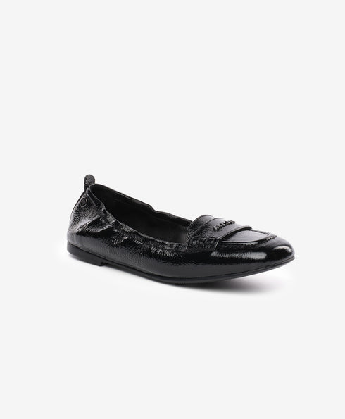 Greyder Women's Ballerina Style Leather Moccasin Shoes In Black