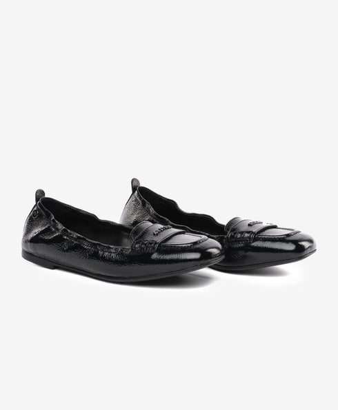 Greyder Women's Ballerina Style Leather Moccasin Shoes In Black