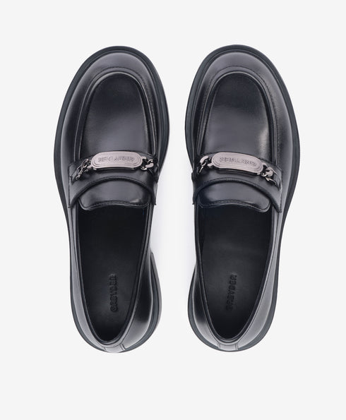 Greyder Women's Classic Leather Moccasin Shoes in Black