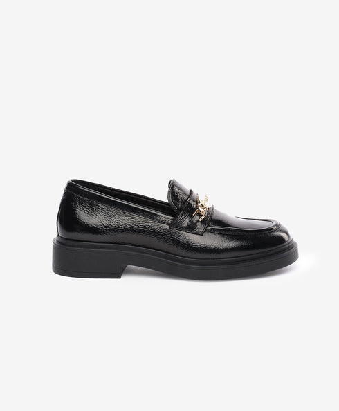 Greyder Women's Classic Leather Moccasin Shoes in Black