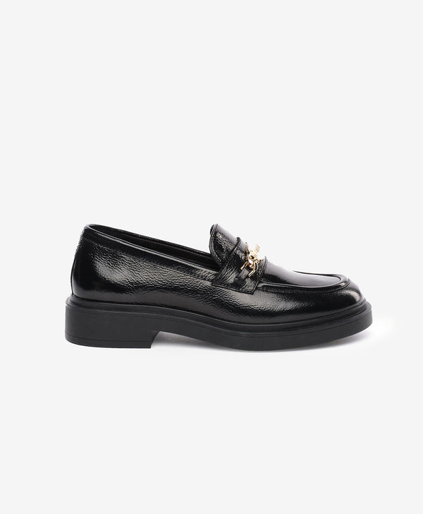 Greyder Women's Classic Leather Moccasin Shoes in Black