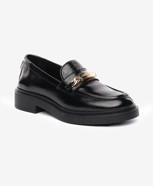 Greyder Women's Classic Leather Moccasin Shoes in Black