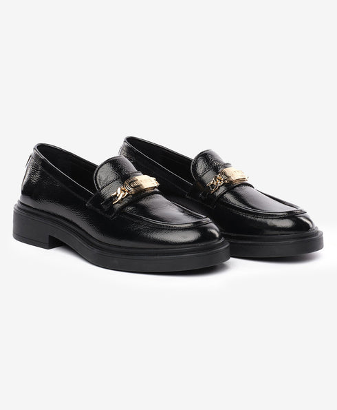 Greyder Women's Classic Leather Moccasin Shoes in Black
