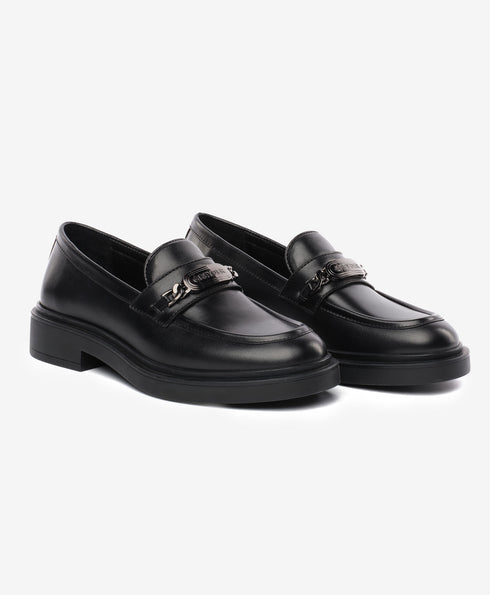 Greyder Women's Classic Leather Moccasin Shoes in Black