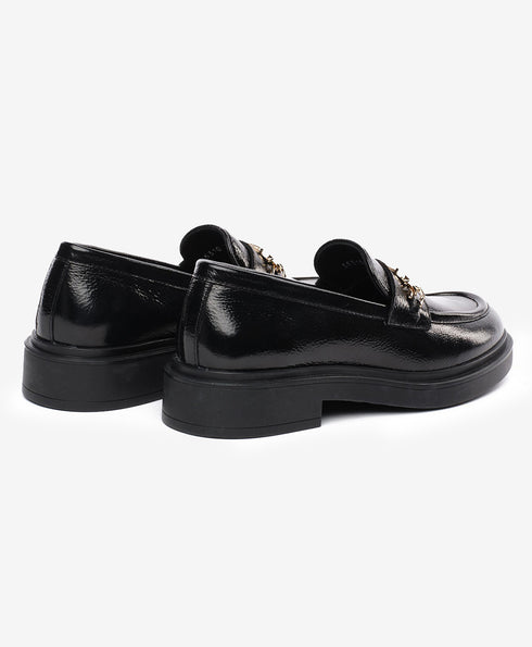 Greyder Women's Classic Leather Moccasin Shoes in Black
