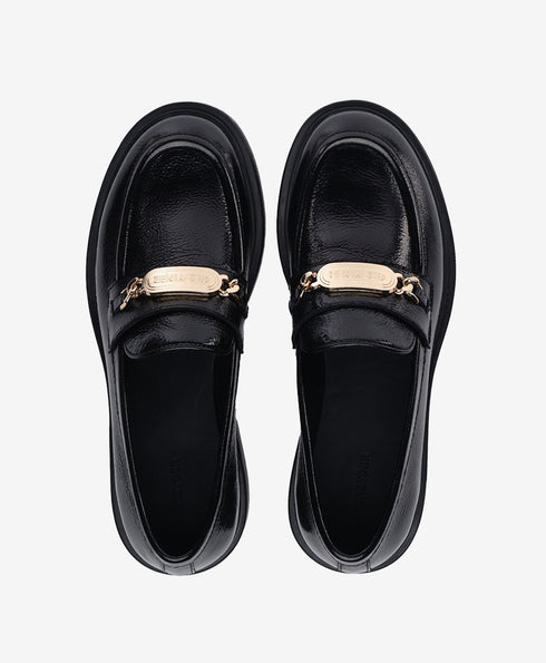 Greyder Women's Classic Leather Moccasin Shoes in Black