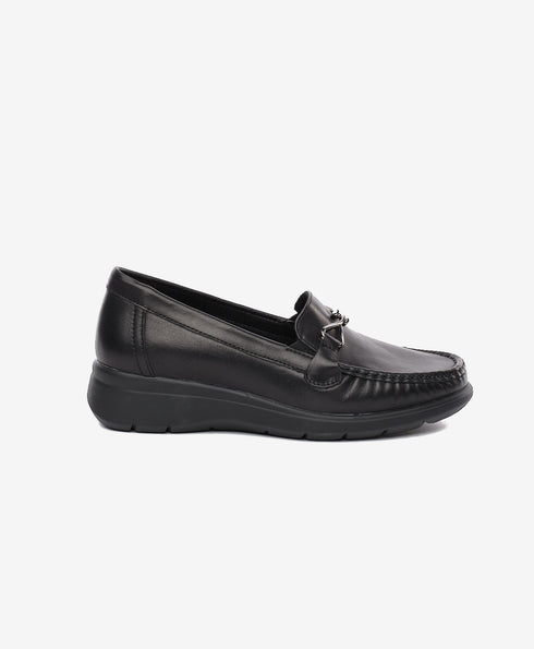 Greyder Women's Traditional High Heel Moccasin shoes in Black