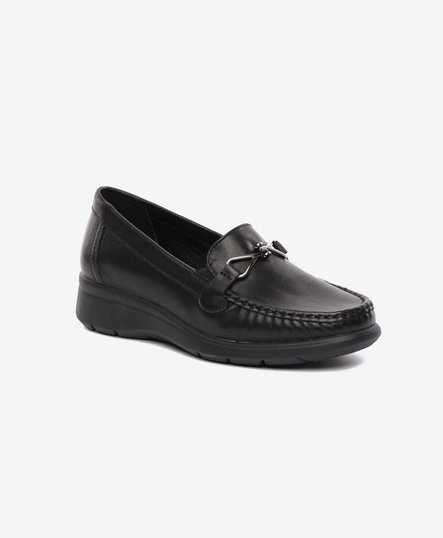 Greyder Women's Traditional High Heel Moccasin shoes in Black