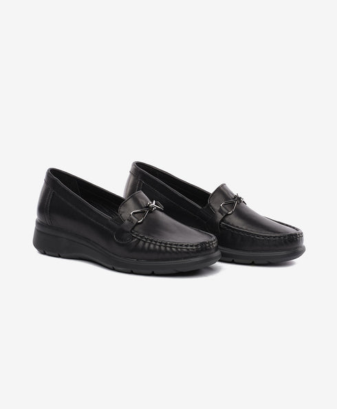 Greyder Women's Traditional High Heel Moccasin shoes in Black