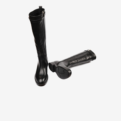 Greyder Women's Knee High Leather Boots With Strap