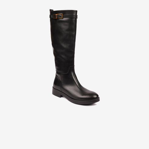 Greyder Women's Knee High Leather Boots With Strap