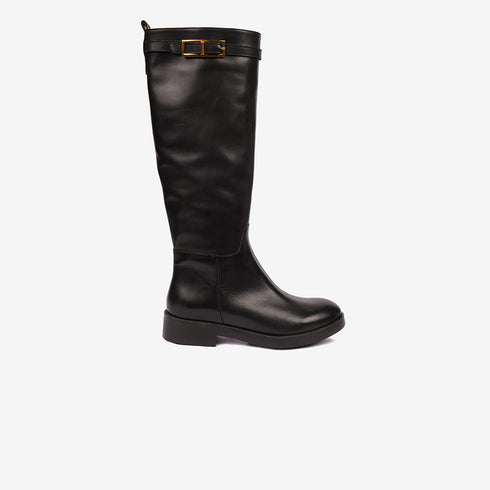 Greyder Women's Knee High Leather Boots With Strap