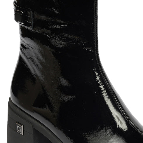 Greyder Women's Genuine Leather Lock Strap Boots in Black