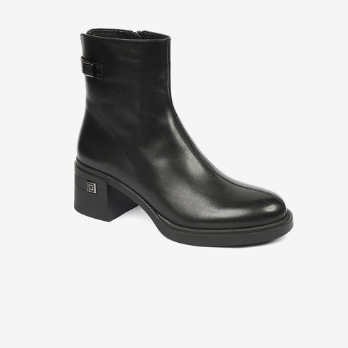 Greyder Women's Genuine Leather Lock Strap Boots in Black