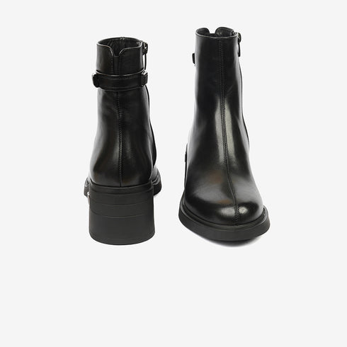 Greyder Women's Genuine Leather Lock Strap Boots in Black