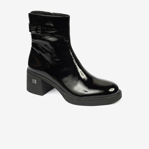 Greyder Women's Genuine Leather Lock Strap Boots in Black