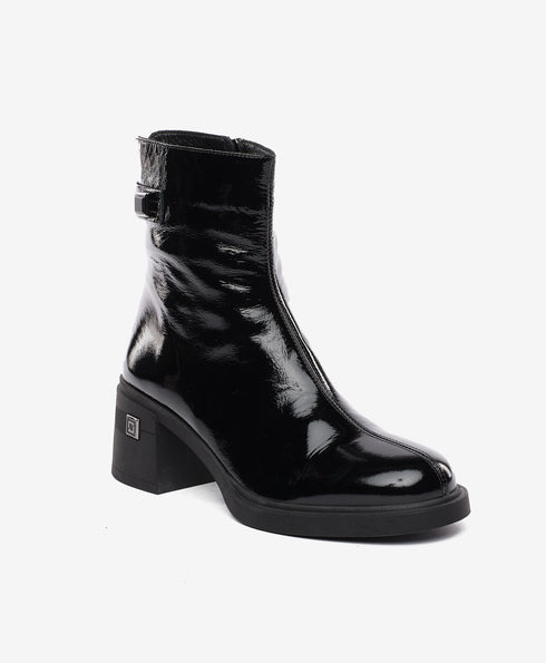 Greyder Women's Genuine Leather Lock Strap Boots in Black