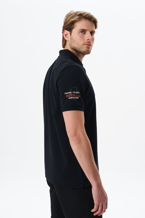 Arma Men's High Collar Polo In Black