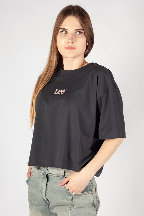 Lee Women's Short Sleeve Cropped T-Shirt In Washed Black