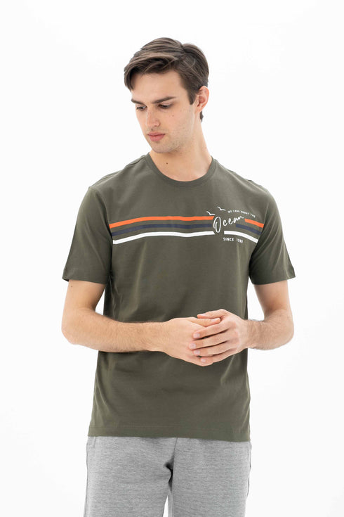T-Shirt Round Neck With Chest Print