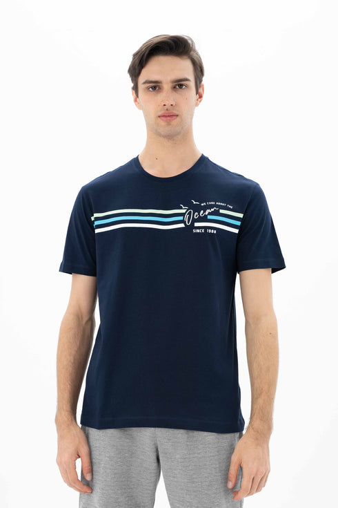 T-Shirt Round Neck With Chest Print