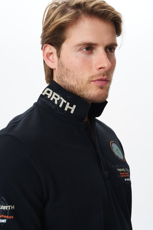 Arma Men's High Collar Polo In Black