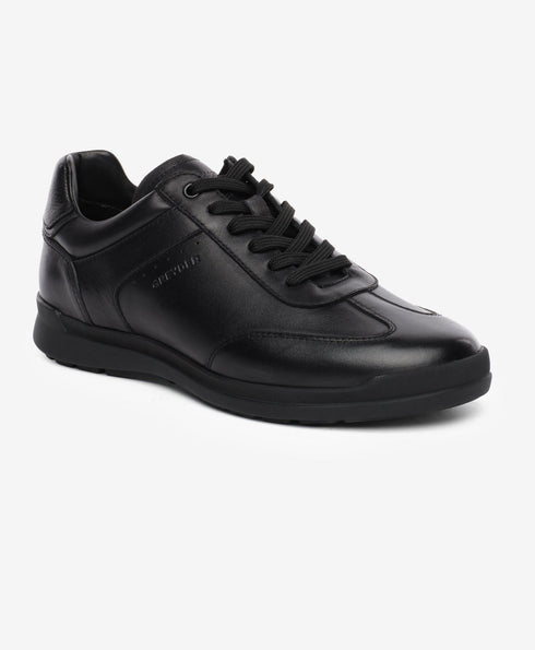 Greyder Men's Black Leather Casual Sneakers