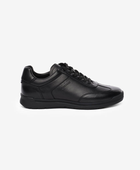 Greyder Men's Black Leather Casual Sneakers