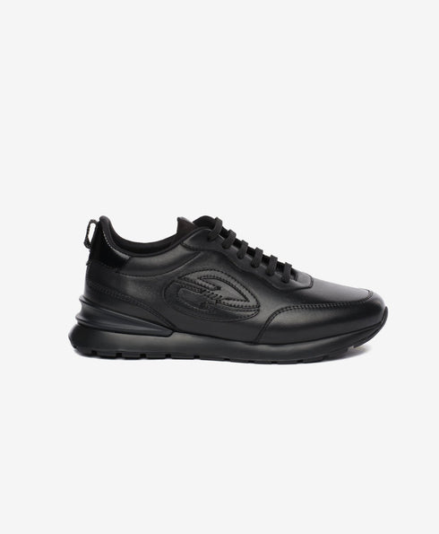 Greyder Men's Black Leather Sports Sneakers