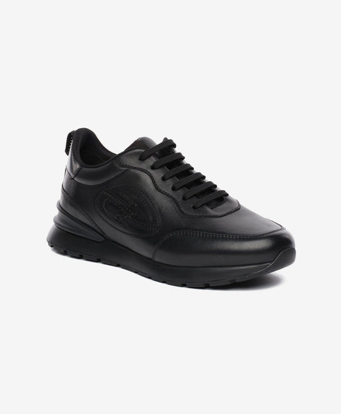 Greyder Men's Black Leather Sports Sneakers
