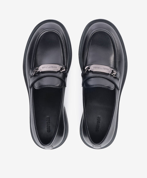 Greyder Women's Classic Leather Moccasin Shoes in Black