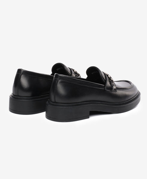 Greyder Women's Classic Leather Moccasin Shoes in Black