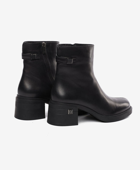 Greyder Women's Genuine Leather Lock Strap Boots in Black
